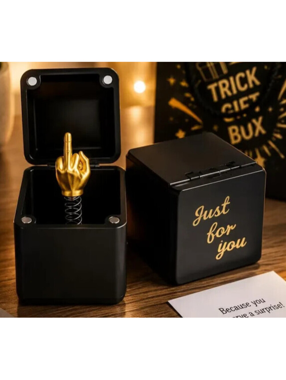 JUST FOR YOU MIDDLE FINGER POP UP PRANK GIFT BOX SPRING RING BOX GAG GIFT NEW